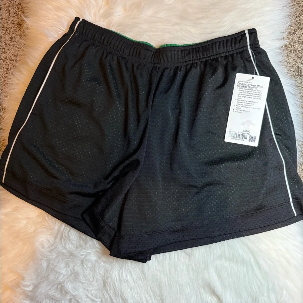Lululemon Double-Layered Mesh Mid-Rise Short 5" Size L BLK RCGR VPOR New